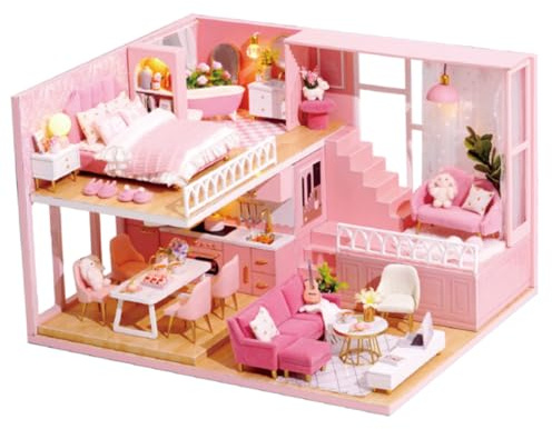 Gogogmee Miniature Maison DIY Bois Kit de Construction Créatif Loisirs pour Familles et Garçon Fille Modèle de Cabane Miniature pour Décoration et Jeu