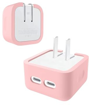 1PC Silicone Case for A-pple 35W Charger Power Plug - Shockproof Dustproof Cover, Soft Anti-Scratch Protective Skin Shell for Apple USB-C Charger (Pink)