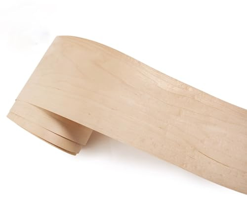 Placage d'érable canadien naturel flammé de 0,5 mm d'épaisseur pour décoration de meubles, travaux manuels, revêtement de haut-parleurs et surfaces décoratives - Longueur : 2,5 m, largeur : 0,2 m