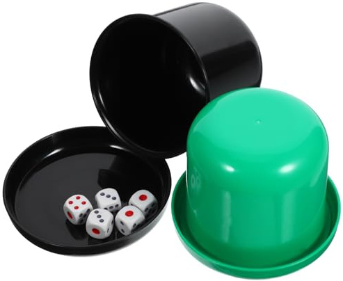 KOMBIUDA 5 Stück Würfelspiel mit Dickem ABS Würfelbecher und 25 Würfeln Würfelschüttelbecher für Bar Party und Familienunterhaltung Zufällige Farbe Zufällige Farbe