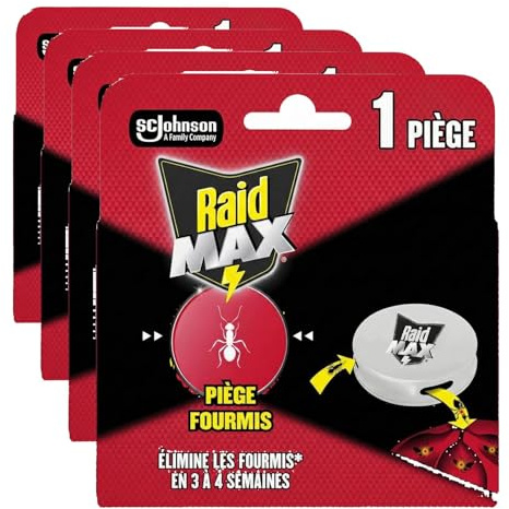 Raid Max Système Anti-Fourmis - Elimine les Fourmis en 3 à 4 Semaines - 1 Piège (Lot de 4)