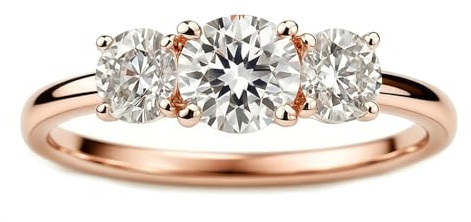 Ayoiow Drei Steine Verlobungsringe Eheringe für Damen mit Moissanitkein Edelstein, Vorsteckring 585 Gold, 14 Karat Roségold Größe 56 (17.8)