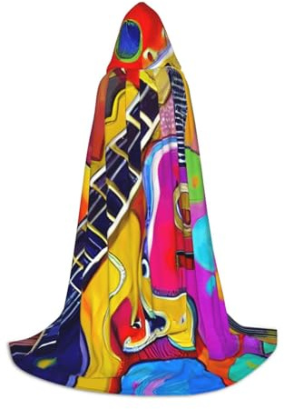 OAZCVBNN Färg akustisk och gitarrer tryck karneval huva mantel cosplay kostym säsongsbetonad festival kläder trollkarl evenemang