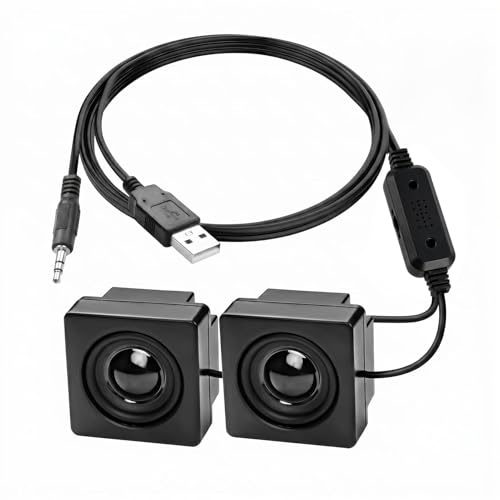 1 Pieza Altavoces Mini Cable de 1.2 Metros, Altavoces Estéreo, Altavoces para PC con Entrada 3.5mm TRS, Control de Volumen y Alimentación USB, para Equipos de Escritorio y Dispositivos Móviles
