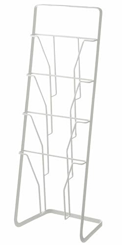 YAMAZAKI 6512 TOWER Zeitungsständer mit 4 Fächern, weiß, Stahl, minimalistisch, 25 x 18 x 71 cm (L x B x H)