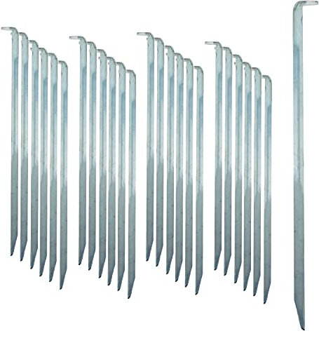 ToCi Lot de 24 piquets de tente en acier – 22 cm de long avec profil en V – Piquets galvanisés pour tentes, pavillons, auvents et voile d'ombrage – Piquets de sable robustes pour camping et extérieur