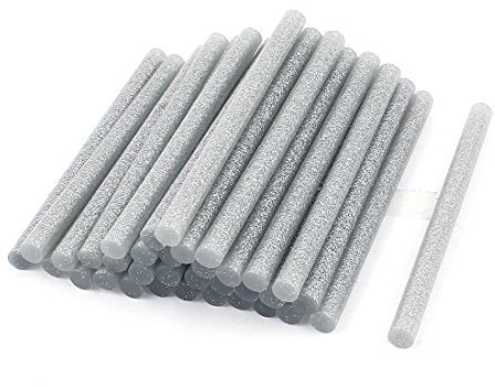 sourcing map 35 Stück Silberfarbene Glitzer Schmelz Klebe Pistole Klebestifte 7x100mm
