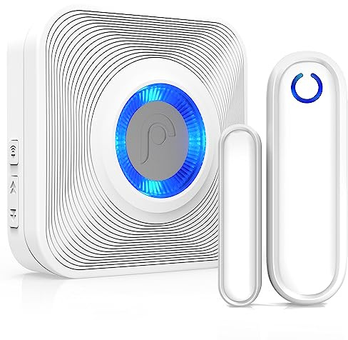 Fosmon WaveLink Wireless Door Chime with 500 Feet Range, 58 Tunes, 5 Volume Levels & LED Indicators for Home/Business/Office (1 Receiver + 1 Sensor)