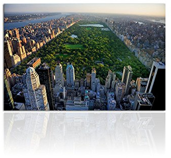 Paul Sinus Art Leinwandbild Manhattan Central Park 120x80cm. Handgefertigt. Leinwand und Holzkeilrahmen.Qualität aus Deutschland!