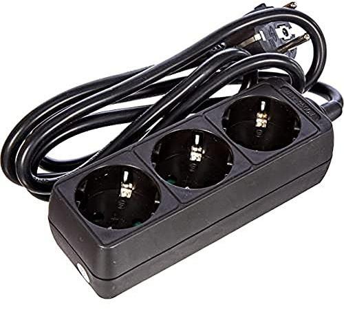 Kopp Ciabatta elettrica a 3 prese, con prese a 45°, con elevata protezione da contatto, con cavo da 1,4 m, H05VV-F3G1,5 mm², 16 A, 250 V, colore nero, 128615005