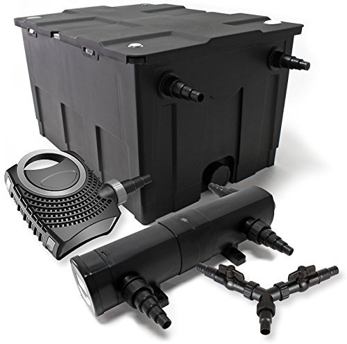SunSun Komplettset: CBF-550 Teichfilter bis 60000 L Teichfilteranlage als Durchlauffilter, NEO10000 SuperECO Teichpumpe 10000l/h 80W, CUV-224 Teichklärer UVC Klärer mit 24W, Y-Verteiler