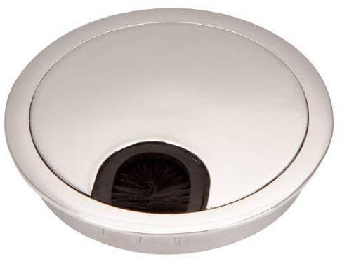 SOTECH 2 Stück Kabeldurchführungen Chrom poliert Bohrmaß Ø 90 mm | aus Metall Schreibtisch Kabeldurchlässe mit Staubdichtung