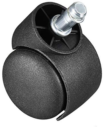 sourcing map 2-inch Swivel Casters Nylon Twin Wheel,Universal 11mmx22mm Stem Mount Swivel Caster Black