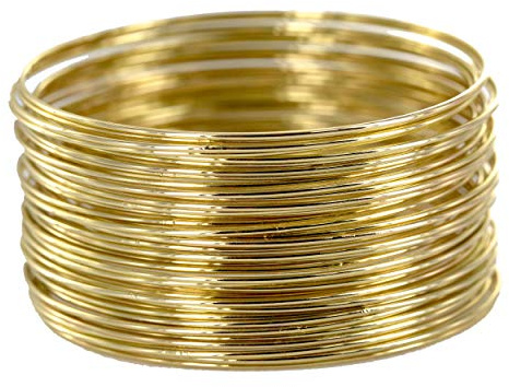 And Lovely 14K Gold Plated Plus Size Plated Bracelet Bangle - Set of 44 (Gold)
