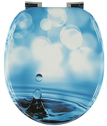 incubado Toilettendeckel Wasser Design MDF-Holz WC-Sitz mit Absenkautomatik und verzinkten Scharnieren - Klodckel WC-Brille Klobrille (Tropfen, Blau, Eklektisch)