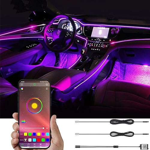 TABEN Neonleuchtleisten für das Auto, 4-teiliges Set, mit 8 Farben, zur Autodekoration, Stimmungslicht, Innenraumbeleuchtung, wasserdicht, DC12V (1 Set)