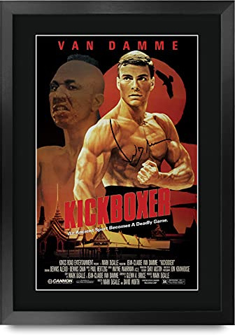 HWC Trading El A3 Regalos Vie Kickboxer Con Jean-Claude Van Damme Carteles Impresos Autógrafos De Imágenes Para Los Amantes Del Cine Remembered Signed - Enmarcada A3