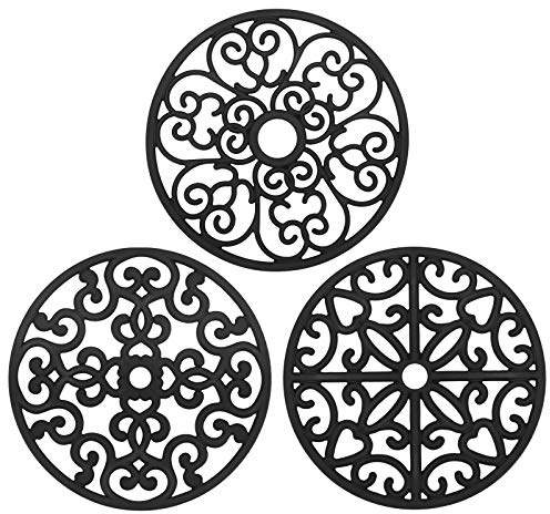 ChefBee Topfuntersetzer aus Silikon – Hot Pot Holder Hot Pads für Töpfe & Geschirr, rutschfest, hitzebeständig, zum Schutz von Tisch, Arbeitsplatte – Flexible Untersetzer-Set (schwarz)