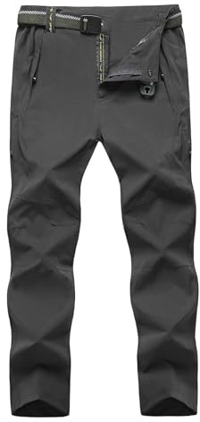 TBMPOY Men's Lightweight Hiking Pants Quick Dry Mountain Fishing Camping Travel Outdoor Pants Thin Dark Grey XL