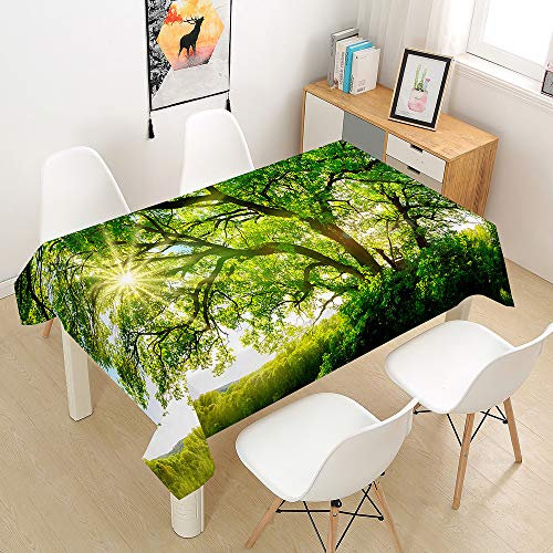 Morbuy Walddruck Tischdecke Abwaschbar Tischtuch Rechteckig Tischwäsche Gartentischdecke Outdoor Tischdekoration Wasserdicht Polyester Ölfest Pflegeleicht (60x60cm,Riesenbäume)