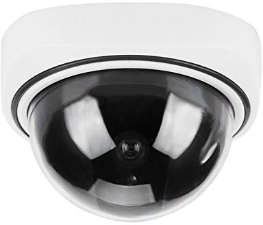 FILFEEL Telecamera di sicurezza fittizia, telecamera finta per interni esterno Telecamera di sorveglianza simulata a cupola senza fili con luce a LED per ufficio domestico (senza batteria)
