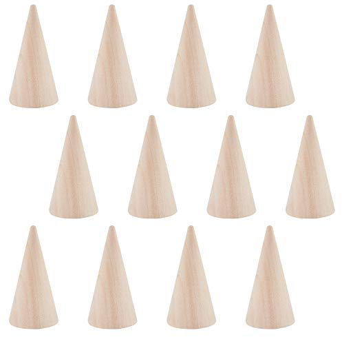 nbeads 12 STK. Holzkegel Ringhalter, Kegelförmige Fingerring ständer Ringständer Schmuck anzeige Holzschmuck Displayständer Für Ring Schmuckausstellung