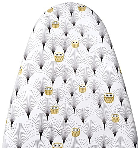 LEEWEITAS Bügelbrettbezug, 148 x 55 cm, extra großer Bügelbrettbezug mit Oberseite aus 100 % Baumwolle und dicker Polsterung, einfache Passform und kratzfest, Eule, Größe XXL