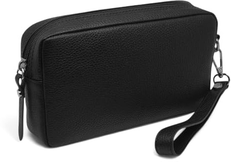FAST WORLD SHOPPING Pochette de poignet en cuir véritable, sac pour homme avec poignée amovible, sac à main fabriqué en Italie, sac avec poignée sous bras, bureau voyage occasionnel 22 x 12 x 5 cm