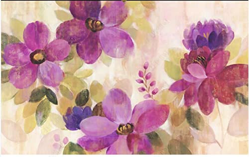 Fototapete 3D Effekt Retro Lila Aquarellkunstblumen Vliestapete Wand Tapeten Wallpaper Wandbilder 300x210cm