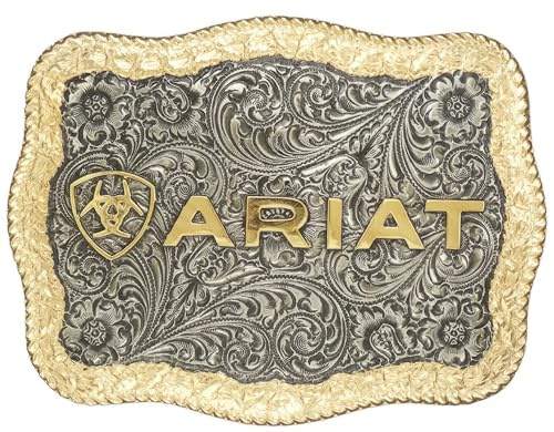Ariat Rechteckige Schnalle mit Seilkanten, Schwarz und Gold, schwarz