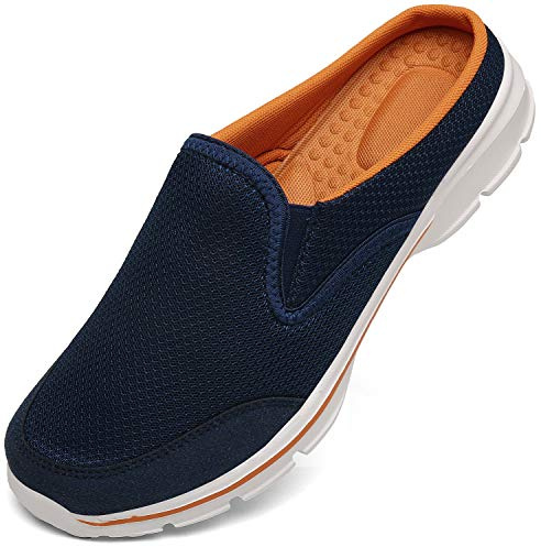 INMINPIN Zoccoli Donna Uomo Cotone Sabot Traspiranti Comode Pantofole da Casa Leggero Antiscivolo Ciabatte all'aperto, Blu Arancione, 43 EU