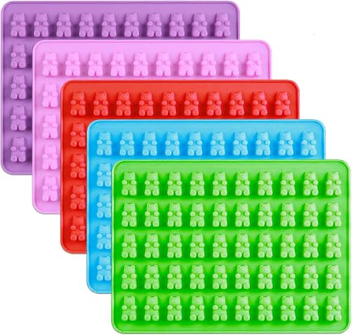 Selecto Bake Mini-Bär-Silikonbackform mit 50 Mulden, antihaftbeschichtet, für Süßigkeiten, Schokolade, Gummibärchen, zufällige Farbauswahl