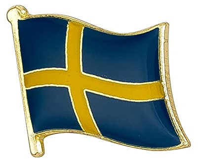 Sweden National Flag Metal Enamel Lapel Pin Badge – 1.6 x 1.9 cm Blue with Yellow Nordic Cross – Hard Enamel Finish with Secure Clasp for National Pride, Travel, Events, and Collectors