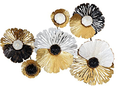 levandeo Metallbild 75 x 53 cm väggmålning blomma metall svart guld dekoration väggdekoration design väggkonst metallbild