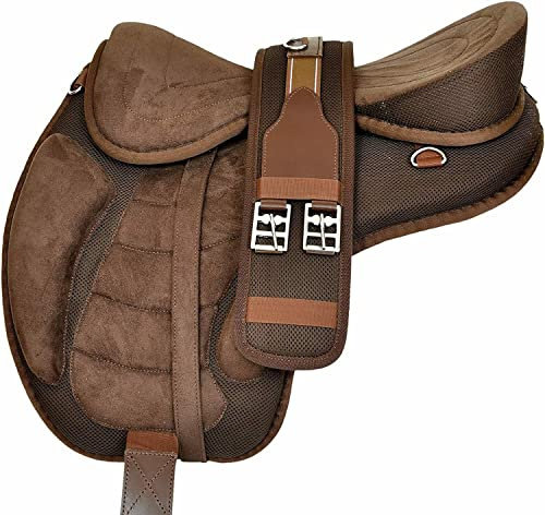 All Purpose Treeless English Horse Synthetic Saddle 16 17 Sizes Free Girth (Brown) (17'' Inch)