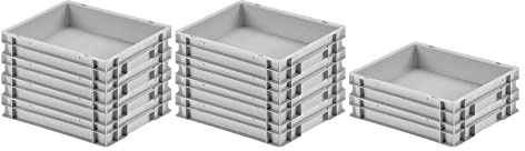 SparSet 10x Eurobehälter mit geschlossenem Griff | HxBxT 7,5x30x40cm | 9 Liter | Grau | Eurobox, Transportbox, Transportbehälter, Stapelbehälter