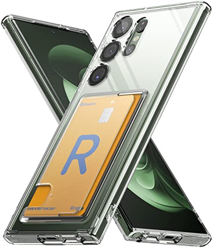 Ringke Fusion Card für Samsung Galaxy S23 Ultra Hülle, [Eingebauter Kartenhalter] Minimale Vergilbung Transparente Kratzfeste Handyhülle mit Dünn Integriertem Kartenfach - Clear