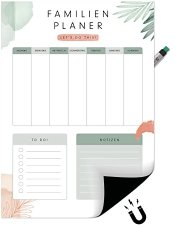Primus Print - Magnetischer Familienplaner - Wochenplaner/Monatsplaner für den Kühlschrank - magnetisch & abwischbar - Whiteboard Kalender - Magnet Tafel (Motiv1)