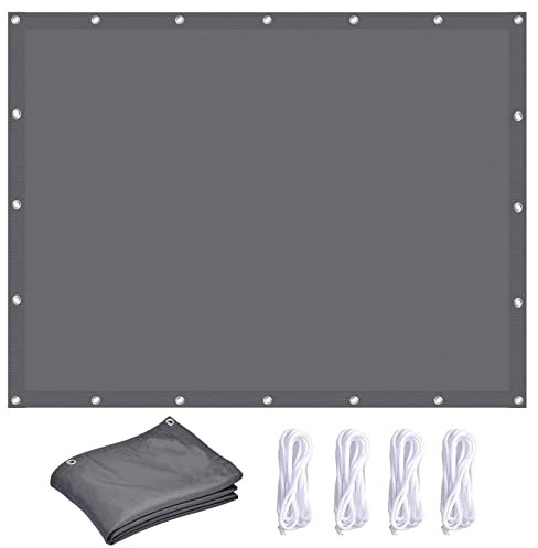 Sun Shade Sail 2 x 5 m PES 98% UV Block Water Resistant Waterproof Rectangle Canopy with 4 Pcs 1.5m Ropes for Outdoor Garden Patio Party, Dark Gray