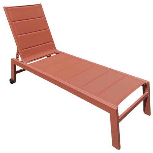 Happy Garden Sonnenliege Barbados aus Textilene und Aluminium Terracotta. Outdoor-Liege mit Mehreren Positionen.
