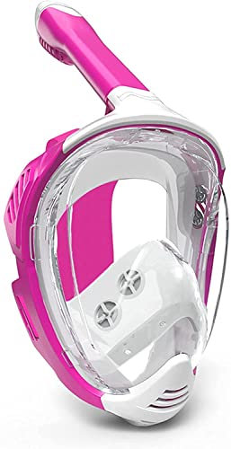 Vollgesichts-Schnorchelmaske, leicht zu atmende, Faltbare Schnorchel-Gesichtsmaske mit 180°-Panoramablick für Erwachsene und Kinder, ergonomisches Passform-Design, beschlagfreie und auslaufsichere T
