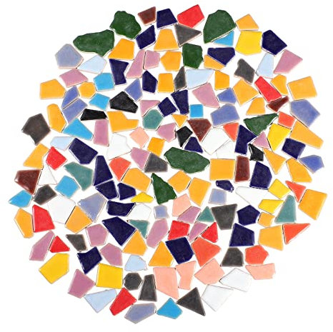 HOMSFOU 200g Irregular Ceramic Mosaic Tiles Assortment for DIY Crafts Vibrant Colorful Fragments for Home and Garden Decoration Durable and Easy to Use
