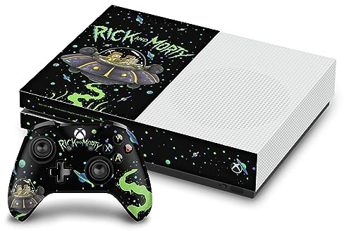 Head Case Designs Offizielle Rick and Morty Der Space Cruiser Grafiken Vinyl Haut Gaming Aufkleber Abziehbild Abdeckung kompatibel mit Xbox One S Console and Controller Bundle