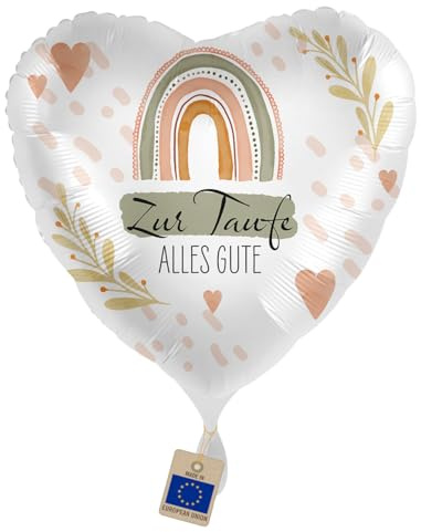 Folienballon Zur Taufe alles Liebe Regenbogen Herzen Deko Ballon Taufe Junge Mädchen Luftballon Tauffeier baptize, Made in EU, ungefüllt, Helium geeignet
