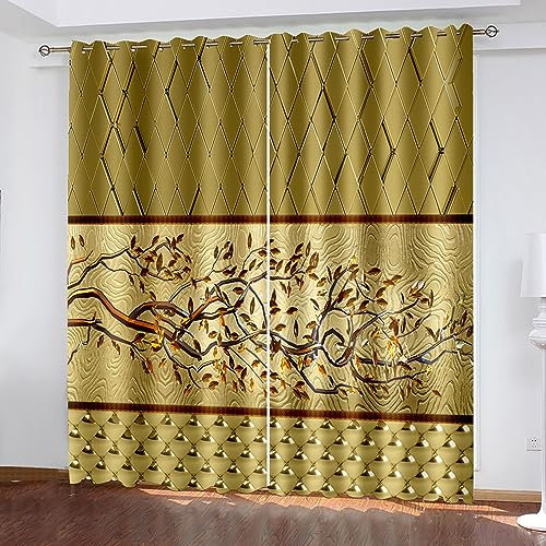 Skcess Vorhang, Curtains Living Room Beige Weiß Lilie Vorhang Polyester Gardinen 2er Set 132x183cm(WxH)