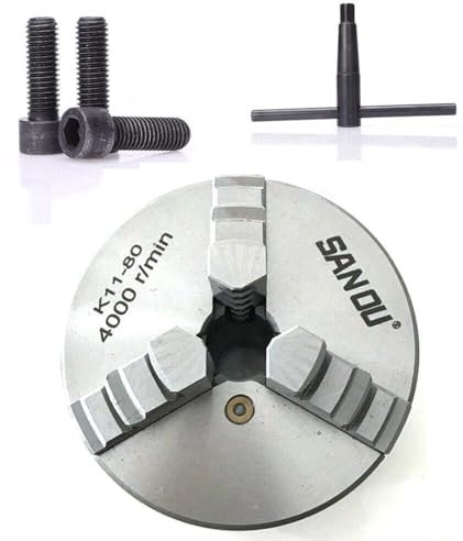 Präzisions-Dreibackenfutter, Dreibackenfutter, Spannfutter, Drehfutter, Dreibacken-Drehfutter, 80 mm.