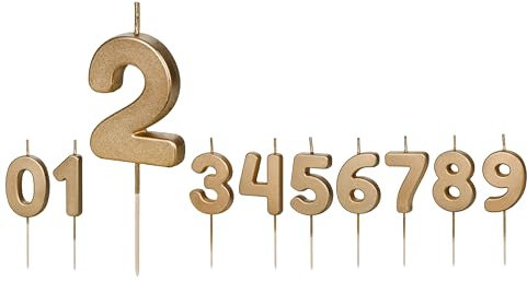 Geburtstagskerze 2 Zahlenkerze Kerze Zahl 2 Geburtstag Mädchen Junge 2. Geburtstag Torte Kuchen Topper Dekoration Geburtstag Kerze 2 Gold