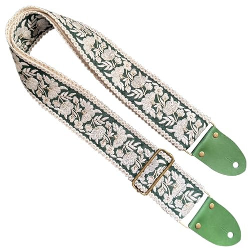 BERRIHORT Gitarrengurt 2,3 Gitarrengurte mit handbestickter Jacquard-Stickerei für Bass-, E- und Akustikgitarren