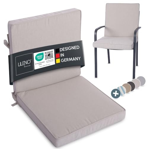LILENO HOME Gartenstuhl Auflagen als [1er Set - Niedriglehner] in Creme | bequeme Liegen als Sitzauflagen für Gartenmöbel - Stuhlkissen für Gartenstühle und Klappstühle DUB
