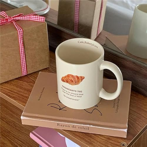 TOXVEK Taza De Oso Croissant, Taza De Café Con Leche De Gran Capacidad, Taza De Cerámica Resistente A Altas Temperaturas, 300Ml